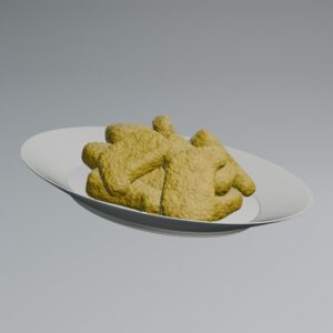 Mid-Poly Nugget on Plate 3D Model